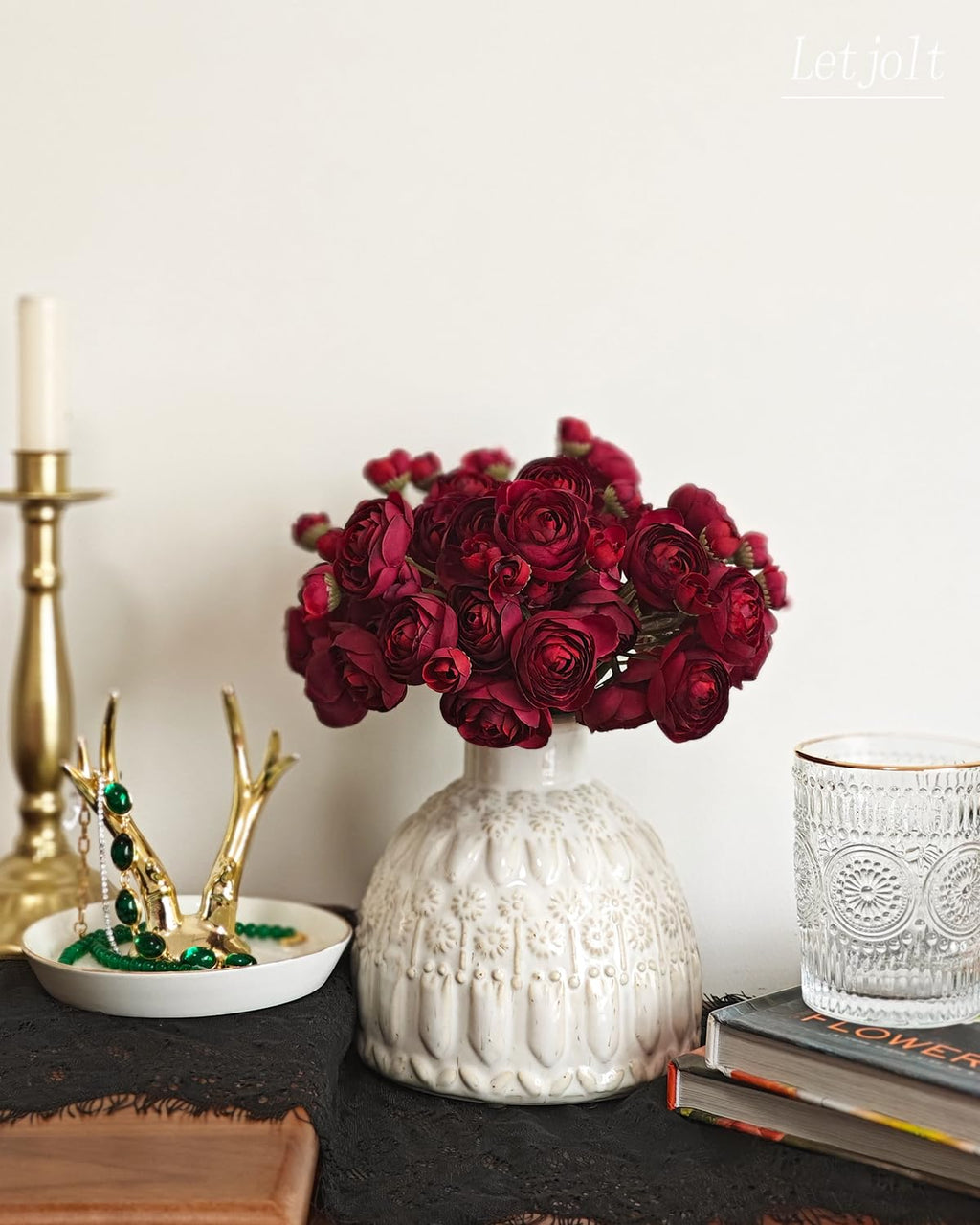 Ranunculus 18 Pcs Dark Red Silk Flowers