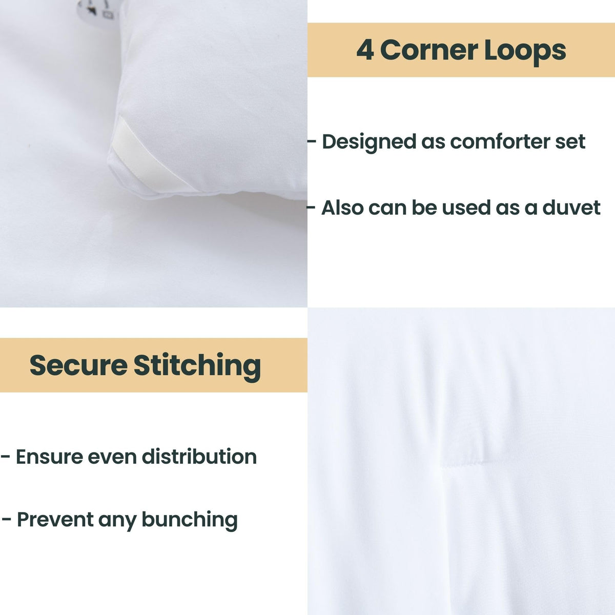 Classic Pure White Comforter King Size, 3 Pieces Boho Comforter Set, Lightweight Solid Bedding Set, All Seasons Soft