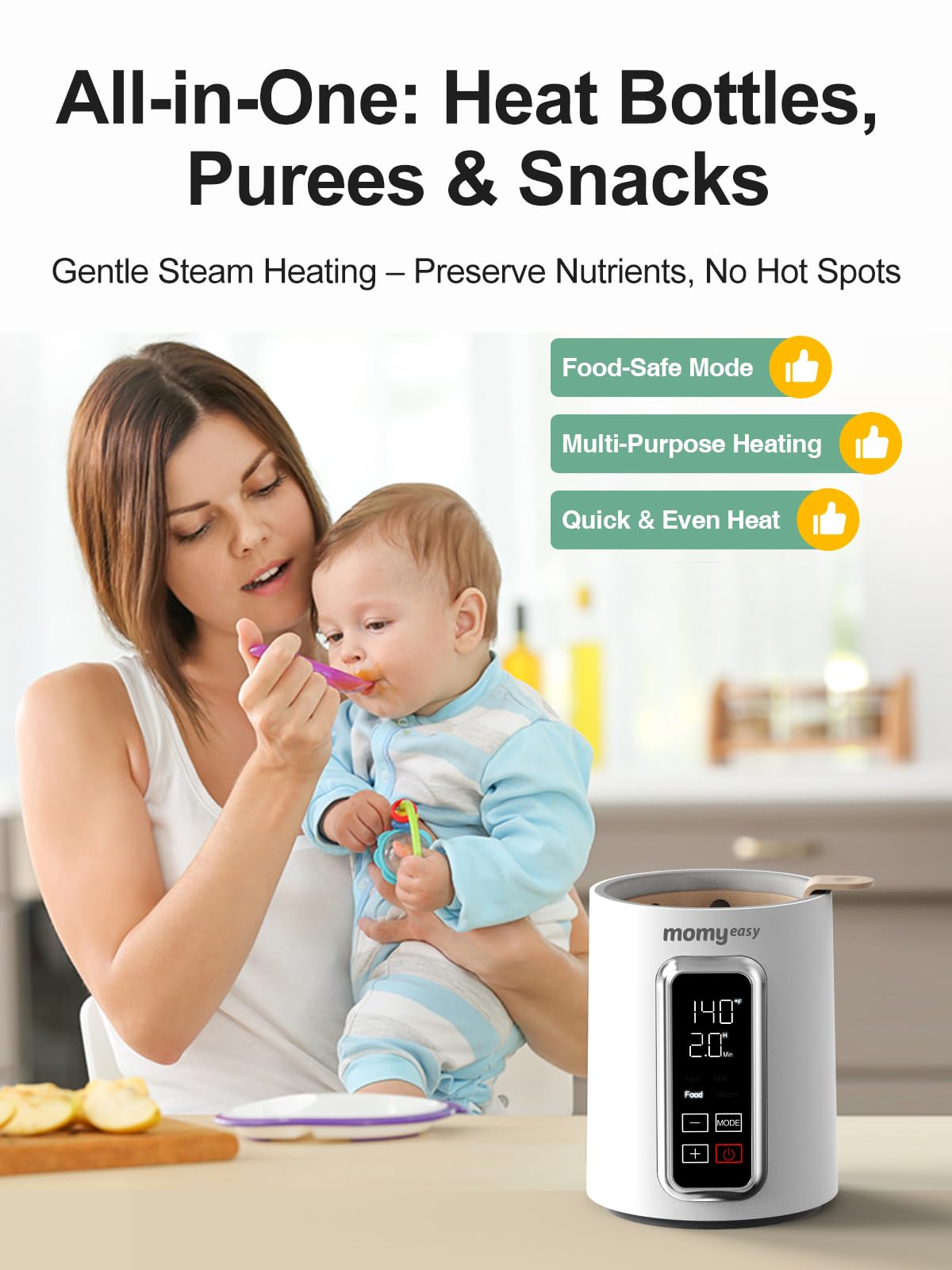 Fast 2-Minute Baby Bottle Warmer for Breastmilk & Formula