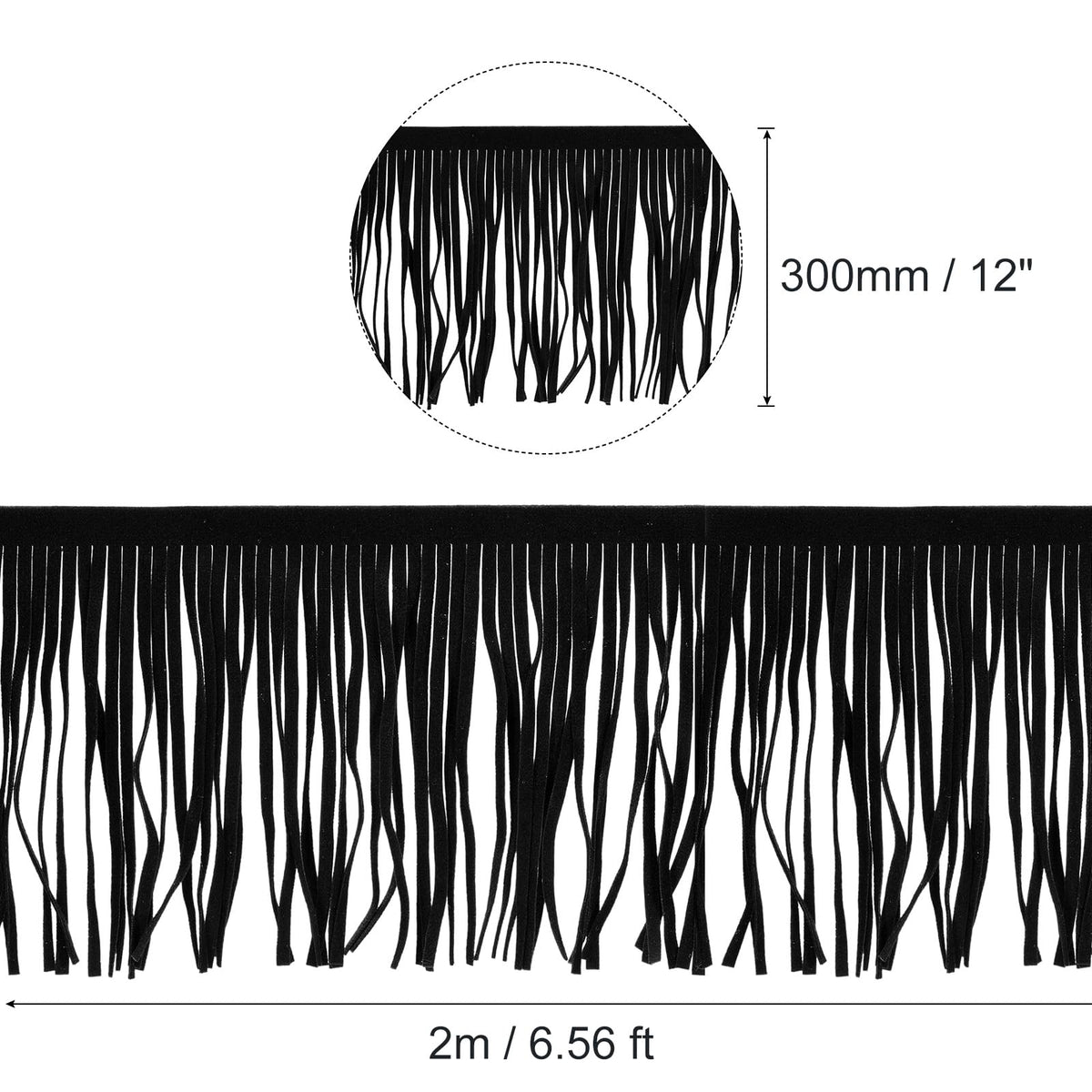 12 Inch PU Leather Suede Fringe Trim Double Side Leather Sewing Tassel Fringe for DIY Sewing Dress Crafts - 2 Yards