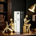 Home Decorative Reading Book Statue Bookends Elegant Ceramic Bookshelf Room Office Desk Decor,Paper Weights, Book