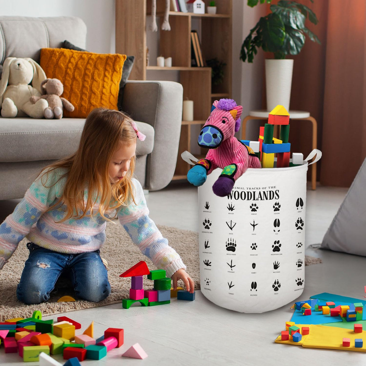 Kids Laundry Basket, Animal Tracks of the Woodlands Laundry Basket Hamper Waterproof Collapsible Storage Bin