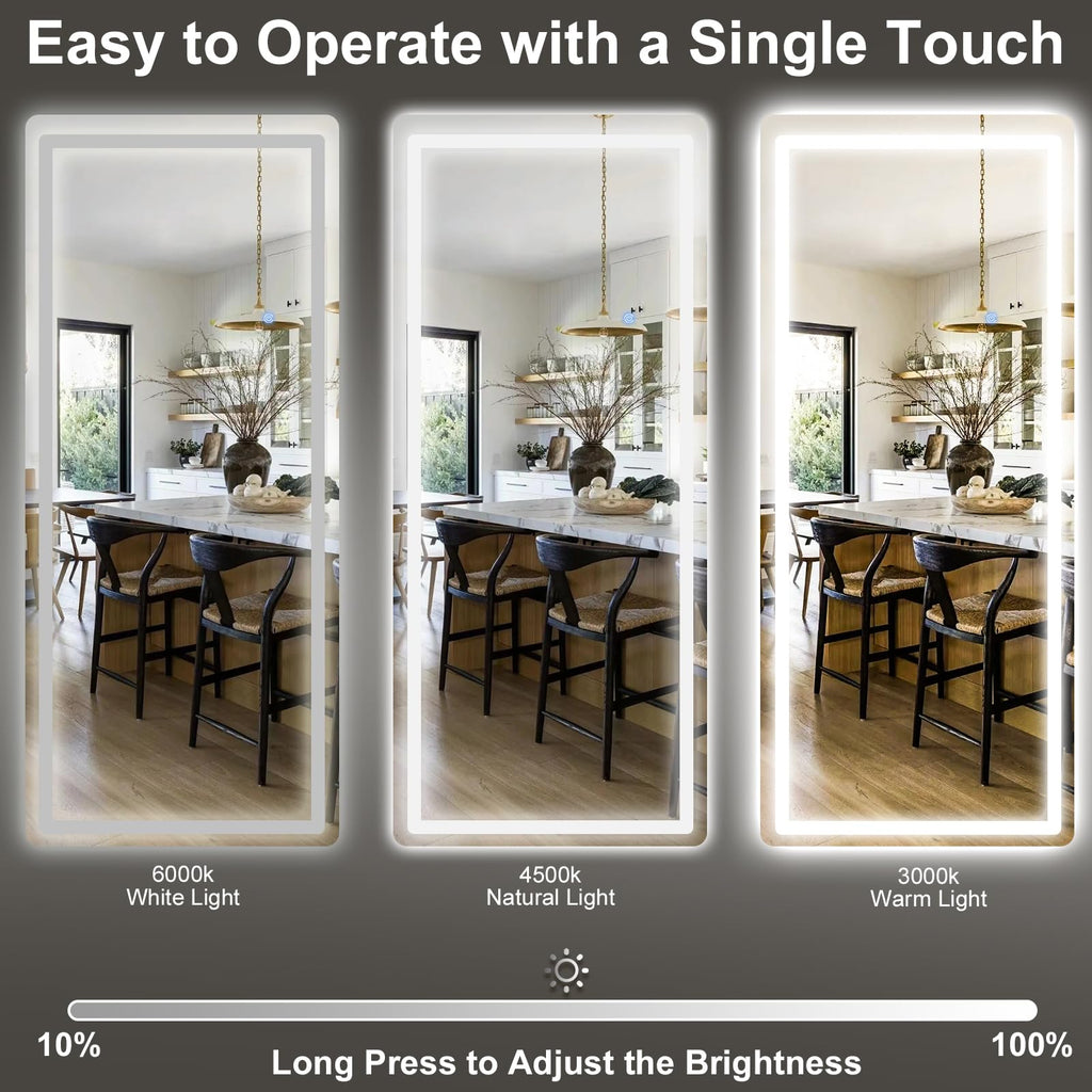 34x76 inch Full Length Mirror with Lights, LED Full Body Mirrors