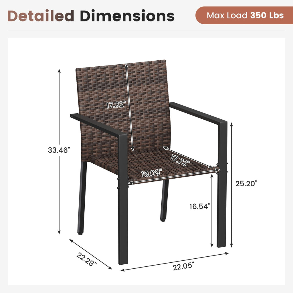 Stackable Patio Chairs Set of 4, Wicker Outdoor Chairs, All-Weather Rattan Dining Chairs with Deep Seat & Armrests