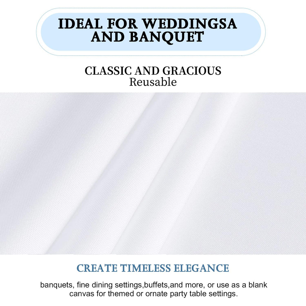 6 Pack White Table Cloth Rectangle Table 60 x 102 Inch Tablecloths for 6 Foot Rectangle Tables. Stain and Winkle