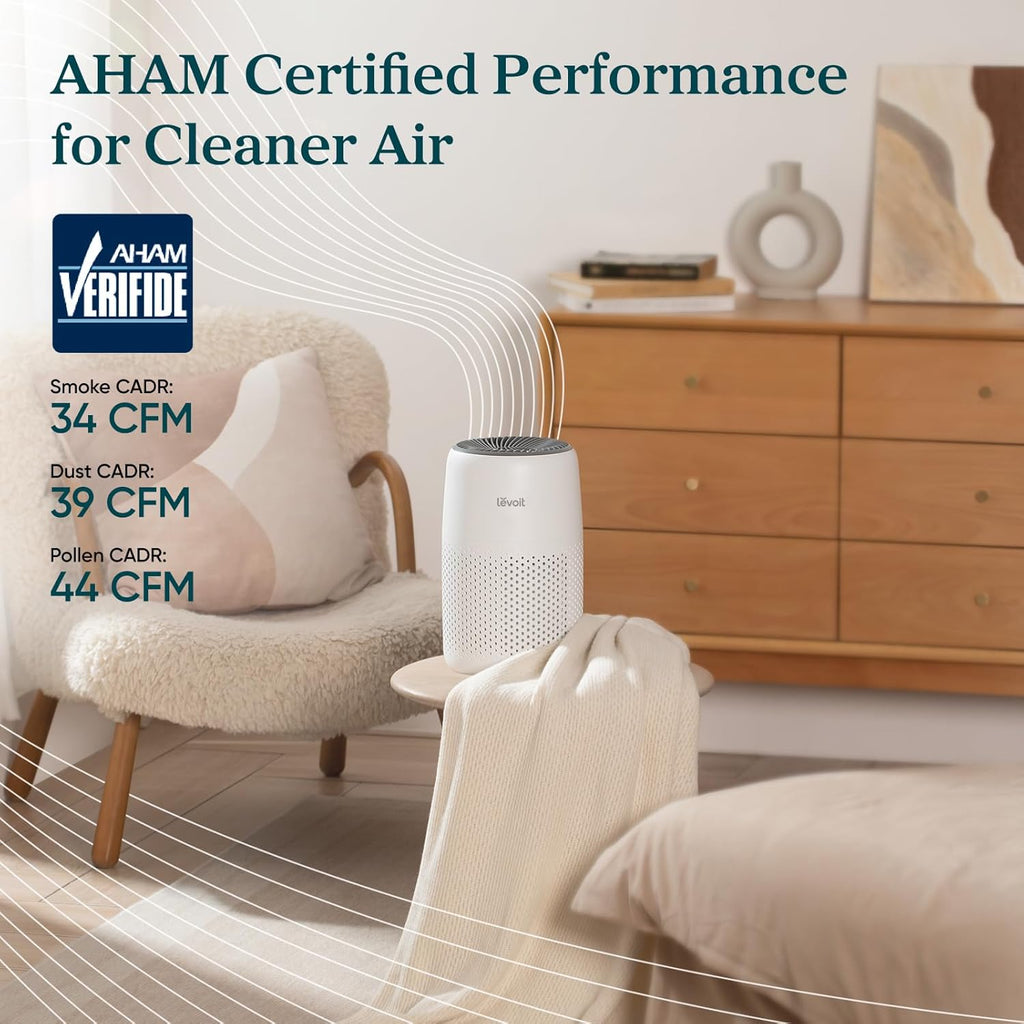 Air Purifiers for Bedroom Home Dorm, AHAM VERIFIDE, 3-in-1 Filter Cleaner With Aroma Pad, Filters Smoke, Allergens