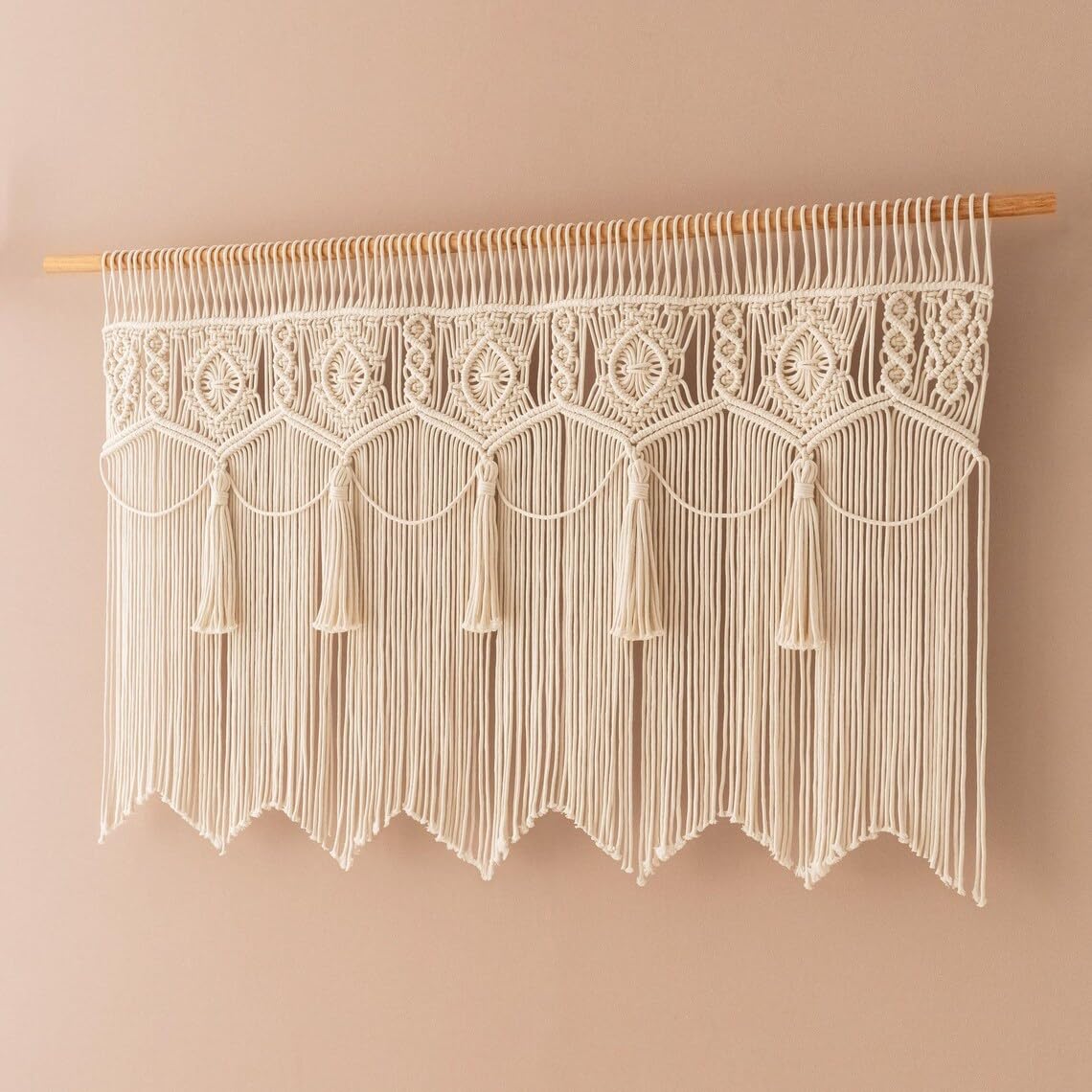 Macrame Wall Hanging Boho Woven Tapestry Valance Window Kitchen Macrame Curtain Door Divider Decoration Bedroom Home