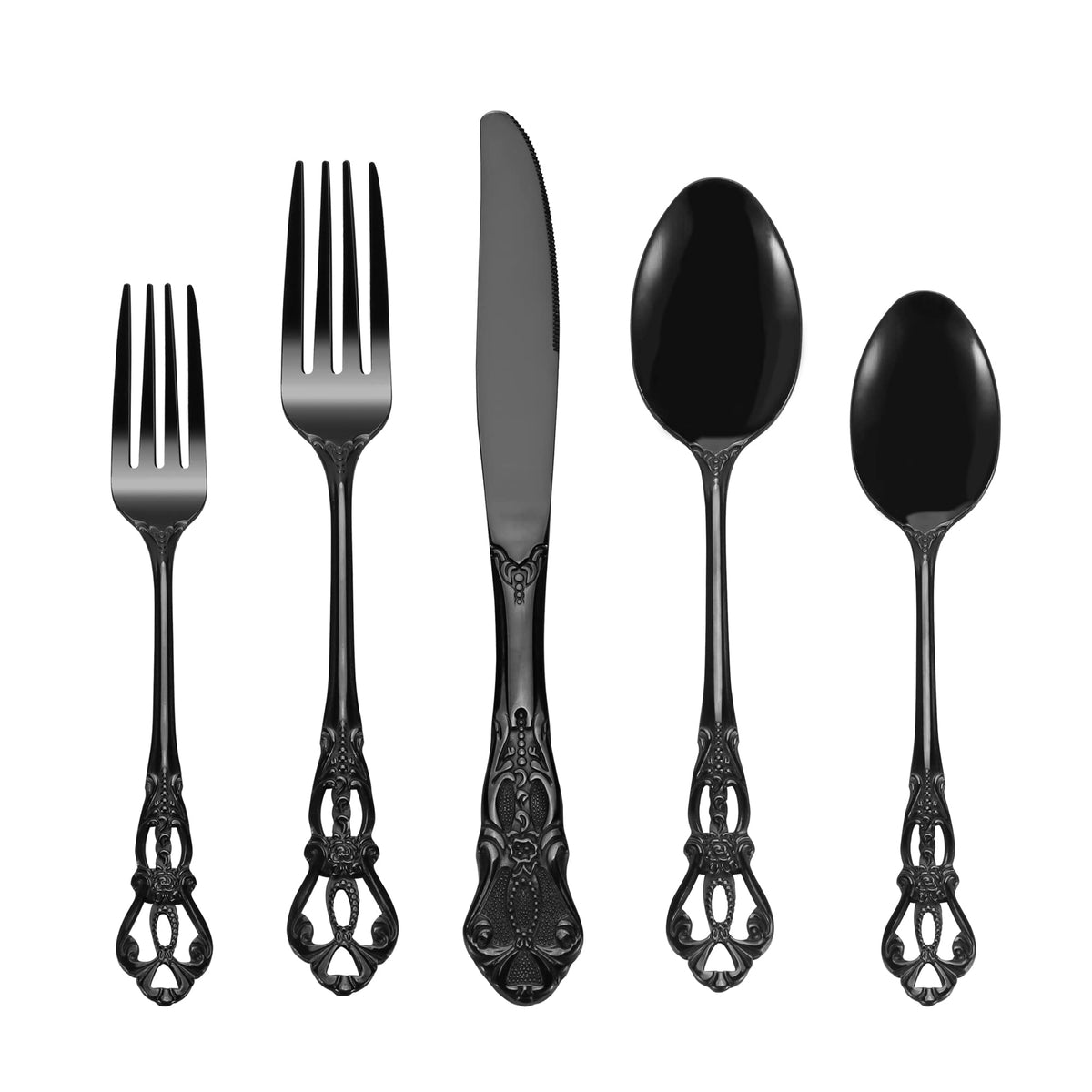 Gorgeous Retro Royal Black Stainless Steel 20-Piece Flatware Set