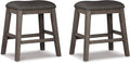 Caitbrook Rustic 24.4" Counter Height Upholstered Barstool, 2 Count, Gray