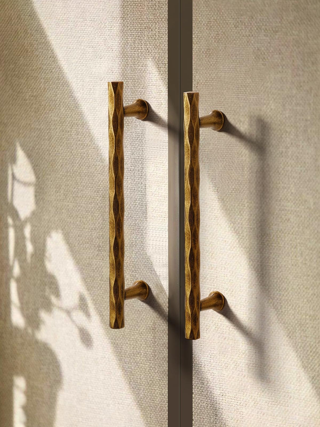 Cabinet Pulls Antique Brass 5" Hole Center 5 Pack Hammered