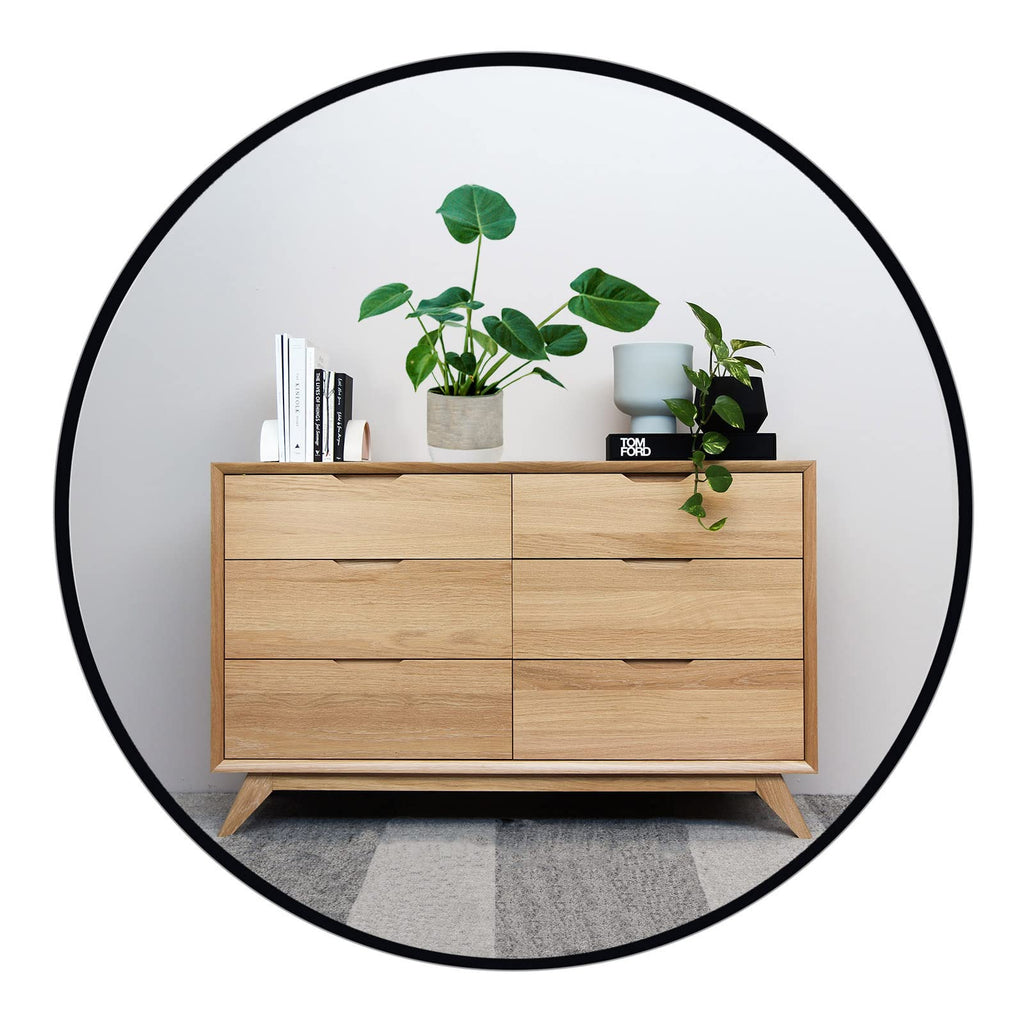Round Mirror, 20 inch Black Circle Mirror, Matte Black Metal Frame
