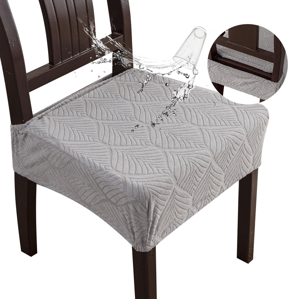 Waterproof Stretch Dining Chair Seat Covers, Set of 4 Light Gray