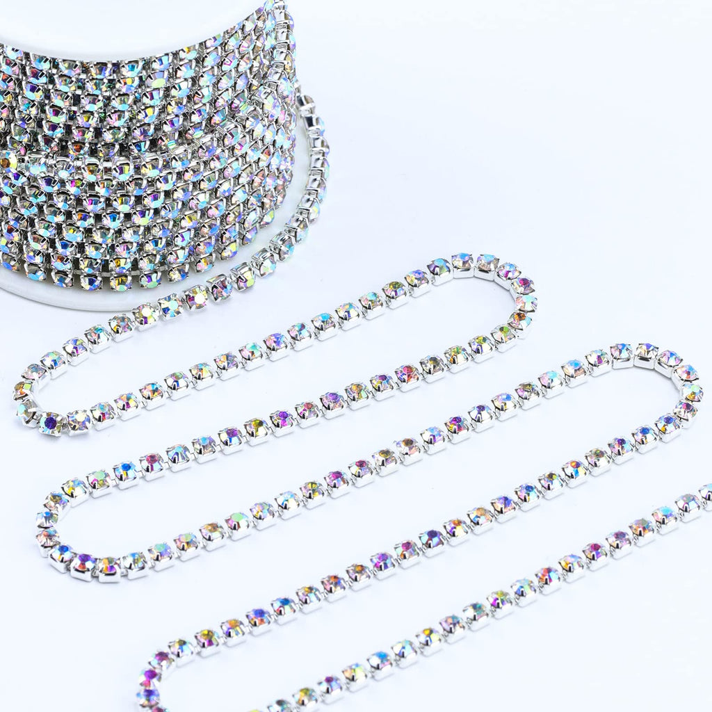M Crystal Rhinestone Chain Trim for Sewing Crocs Shoes, SS16 Rhinestone Chain for Craft Cups Jewelry - 10 Yards 4M