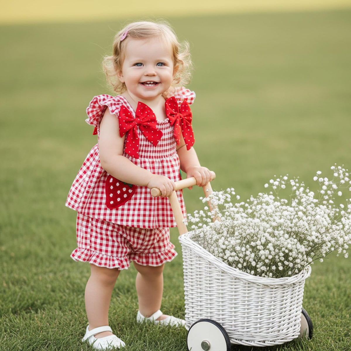 Toddler Baby Girl Summer Clothes Cute Ruffle Shirt Tops Dress Shorts Outfits Set Fruit Blouse Princess Outfit