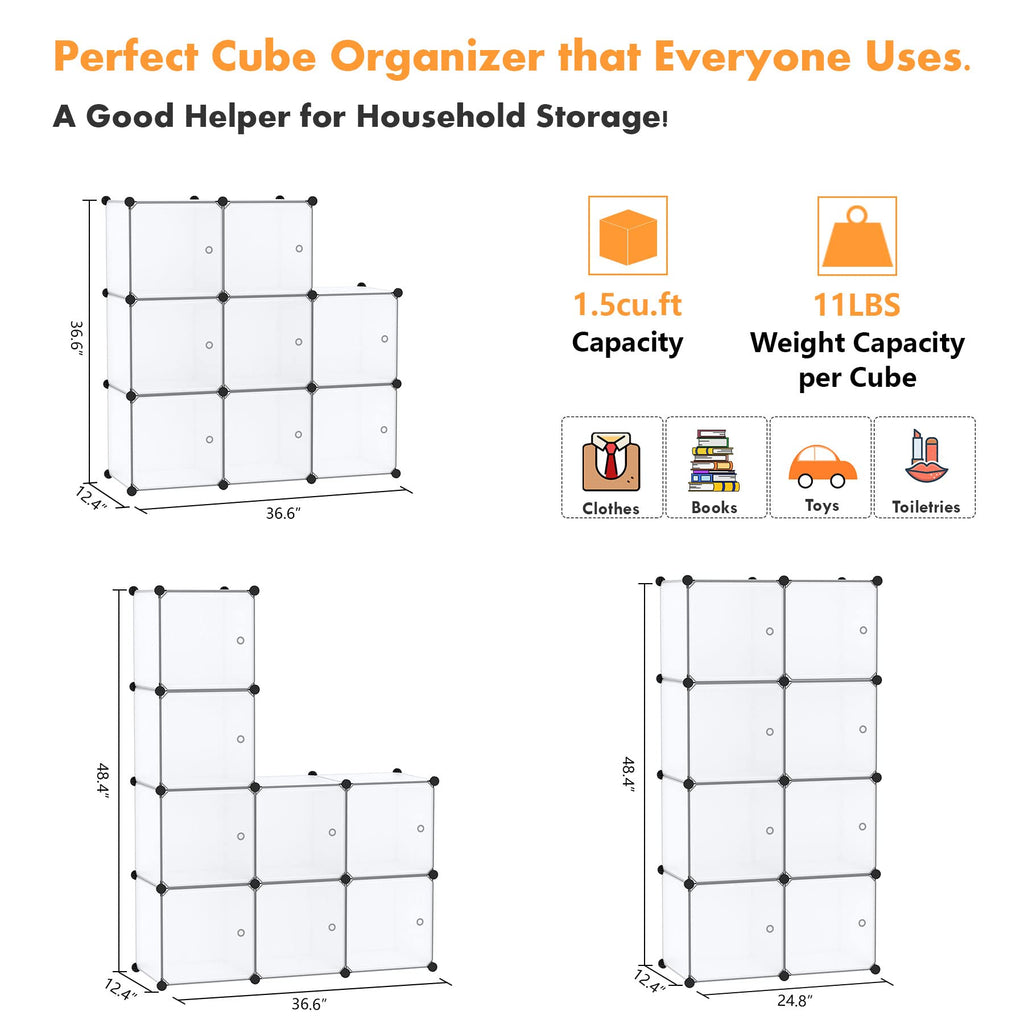 8-Cube Storage Organizer with Door Cube Shelf Closet Cabinet White