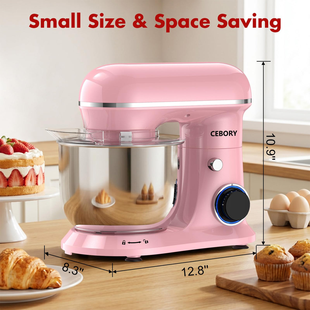Stand Mixer, 4QT 10+P-Speed Electric Kitchen Mixer with Bowl