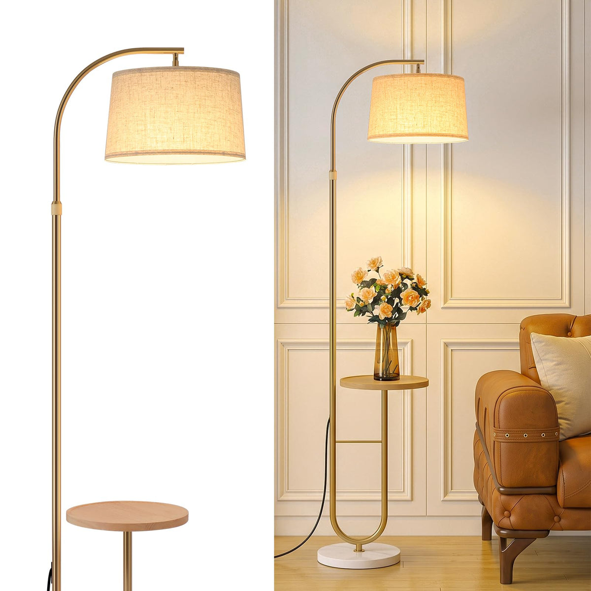 Inspired Arco Style 72" Arc Floor Lamp with Table & Rotating Head, Standing Lamp