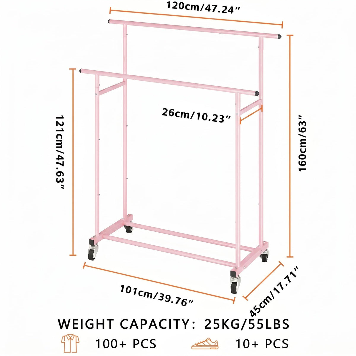 Rolling Garment Rack, Sturdy Clothes Organizer