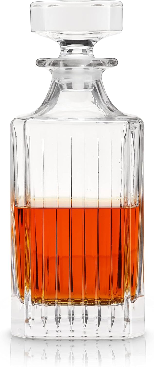 Reserve Milo Whiskey Decanter with Stopper, Stylish Crystal Liquor Decanter for Bourbon, Scotch, Spirits, Wedding