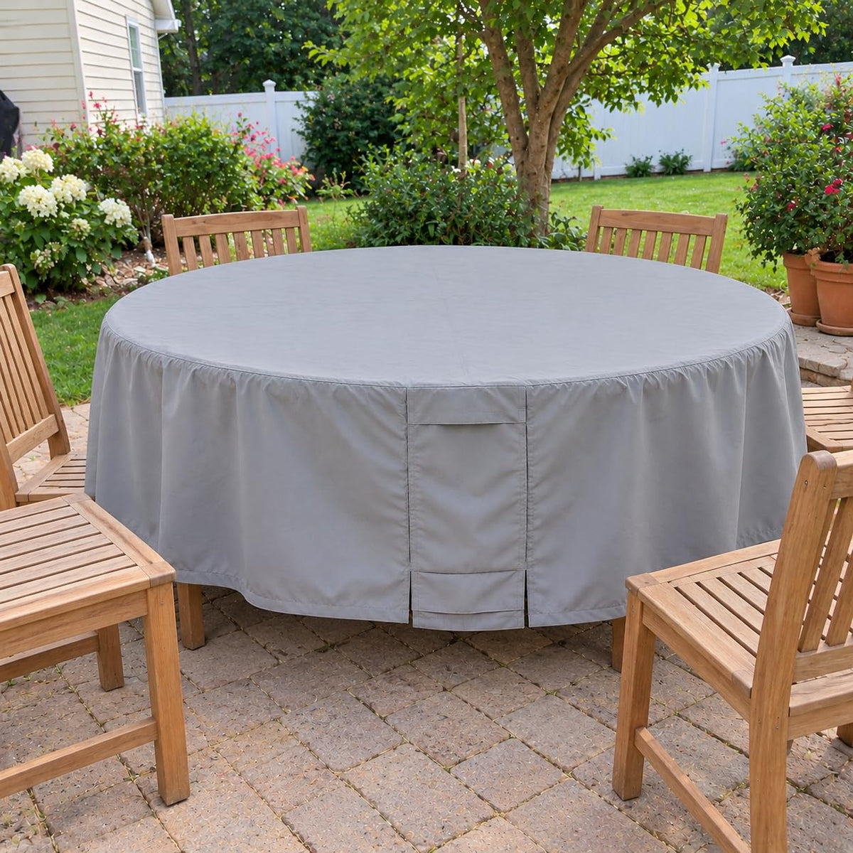 Round Patio Furniture Cover Waterproof, Outdoor Round Table and Chair Set Cover with Air Vents - 60" Diameter x 23"H