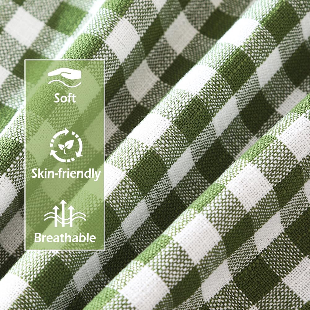 Spring Outdoor Sage Green Gingham Plaid Throw Pillow Covers 20x20 Set of 2