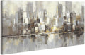 Skyline Wall Art Canvas Bedroom: City Abstract Painting Modern Cityscape Building Picture Contemporary Urban