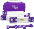 Dominos Set for Adults, Double 6 Dominoes Set with 4 Domino Wooden Racks, Marble Purple Dominos for Kids and Adults