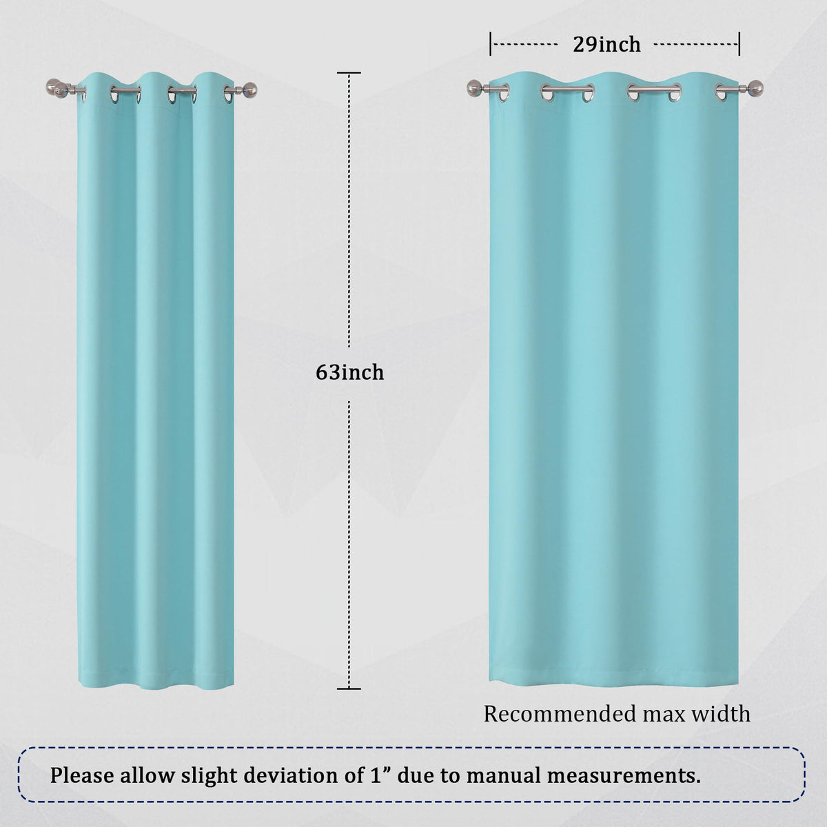 Aqua Curtains Bedroom Light Blocking Window Curtains Triple Weave Room Darkening Curtain Panels Thermal Insulated