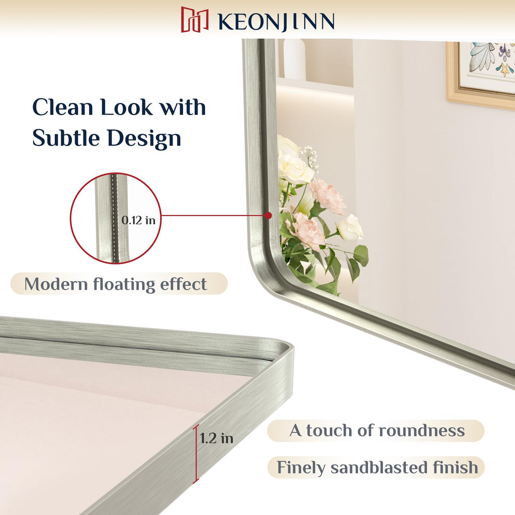 20 x 30 Inch Brushed Nickel Bathroom Mirrors for Over Sink