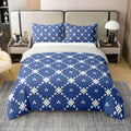 Navy Blue 100% Cotton Bedding Set Boho Floral Geometric Comforter Cover Modern Abstract Texture Duvet Cover