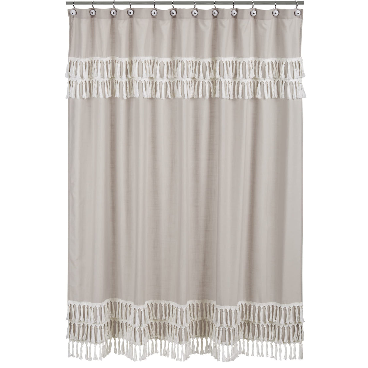 Boho Bohemian Bathroom Fabric Bath Shower Curtain - Solid Taupe Beige Ivory Cream Off White Linen Farmhouse Shabby