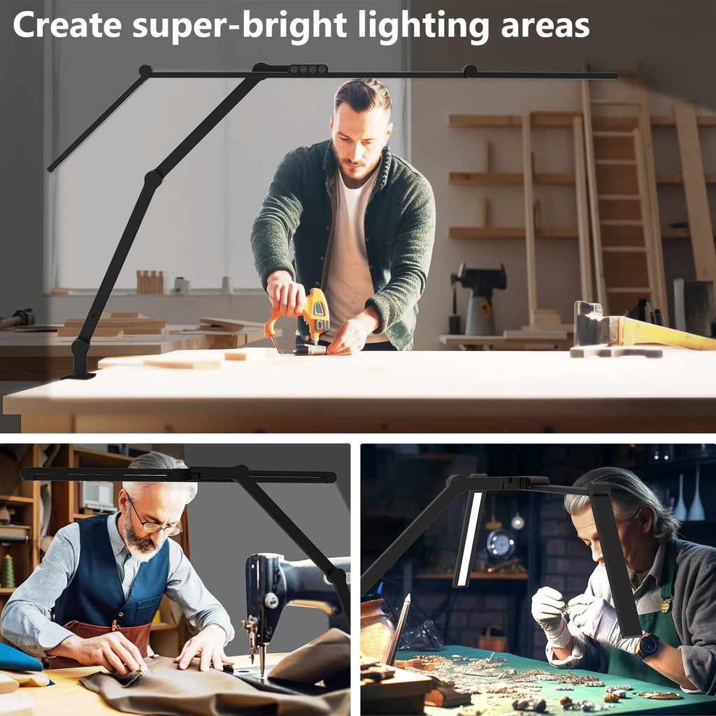 3000 Lumen Ultra Bright Architect Desk Lamp with Clamp, 36W Tall Overhead Led Desk Light, 47Inch Long Dimmable