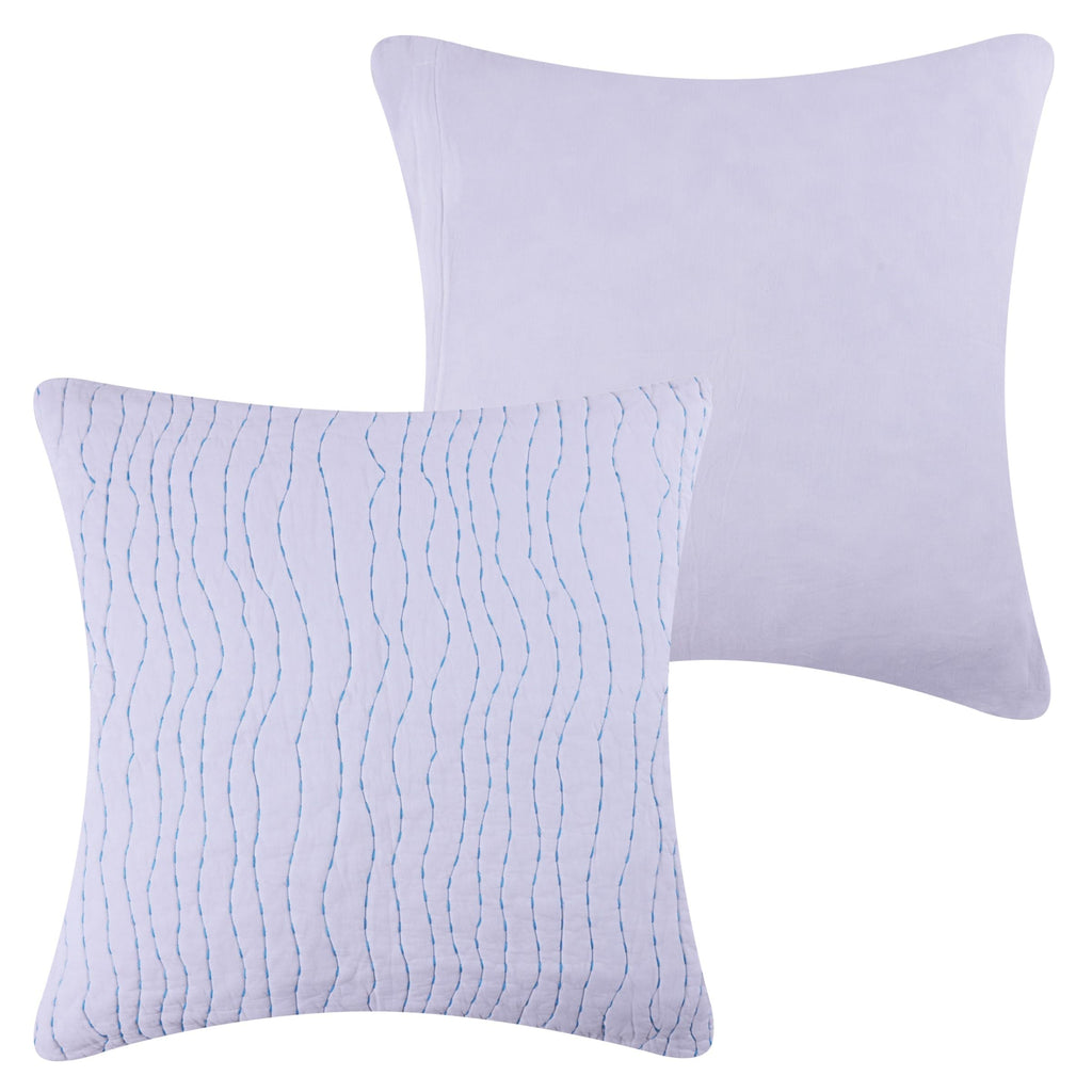Maui Embroidered Coastal Quilt Set with Decorative Pillows and Euro Shams, (7-Piece)