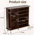 6-Tier 47'' Shoe Cabinet with Sliding Door, Wooden Shoe Storage Cabinet with Adjustable Shelves, Mid-Century Modern