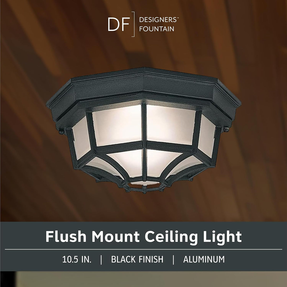 Builder Cast Outdoor Flush Mount Ceiling Light, 10.5 in W, Black
