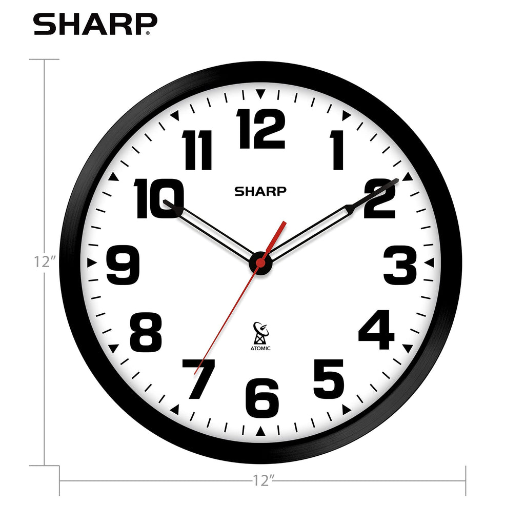 Inspired Nelson Style 12-Inch Atomic Wall Clock, Battery Operated, White with Black Frame