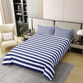 100 Percent Cotton Navy Blue Stripe Duvet Cover White Geometric Ticking Stripes Comforter Cover Farmhouse