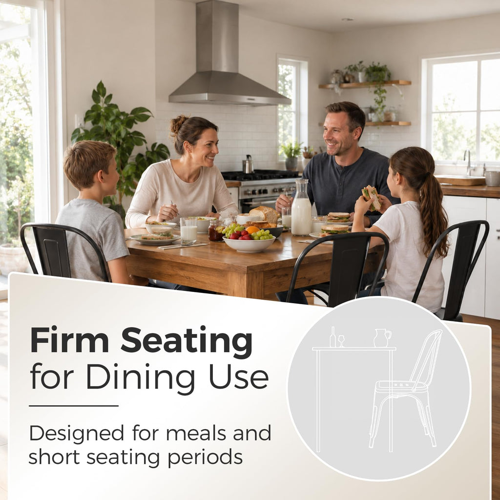 Metal with Backrest, Stackable, Silver, 8 Pack