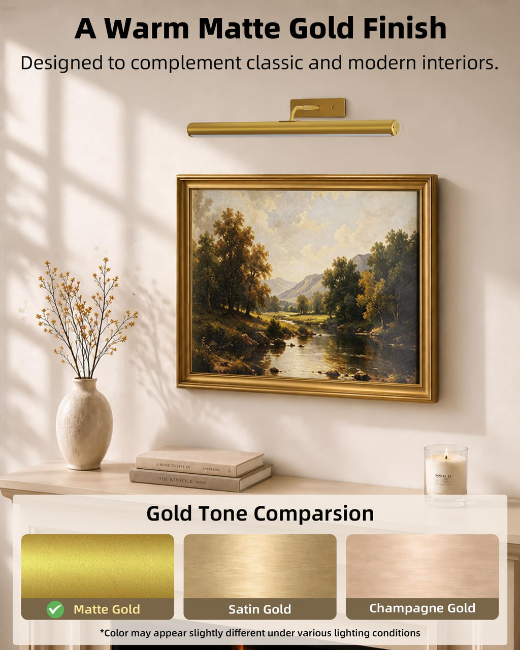 16'' Picture Lights for Wall, 6000mAh Rechargeable Art Lights