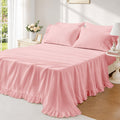 Sheet Set 4 Pieces - Pink Sheets with 4-Inch Ruffles Bed Skirt