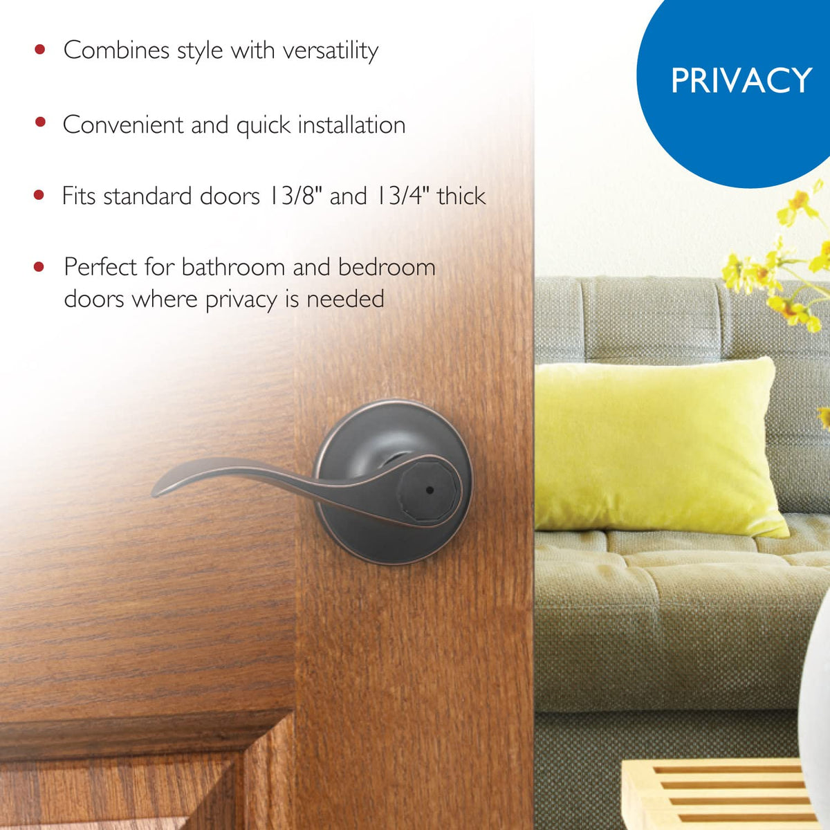 Springdale Privacy Bed and Bath Door Lever Oil Rubbed Bronze