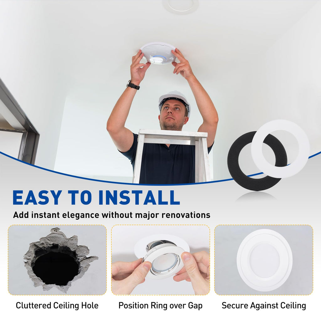 Goof Rings for 6" Recessed Lights 6.3" ID 8.7" OD Matte White 8Pcs