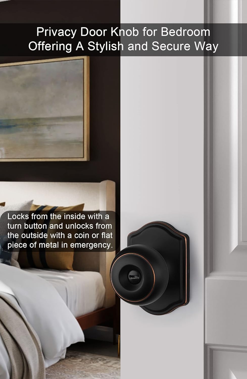 Oil Rubbed Bronze Door Knobs Interior, Bedroom Door Knob & Bathroom Classic, Bronze Interior Door Knobs 6 Pack