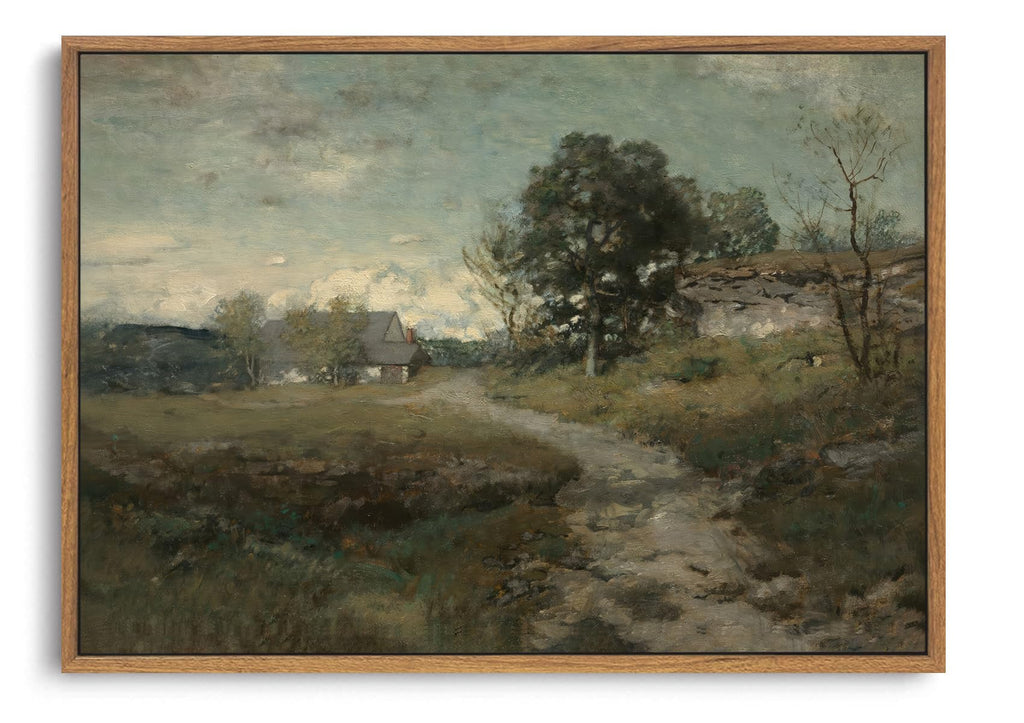 Framed Vintage Landscape Wall Art French Country Cottage Natural Scenery Oil Painting Canvas Prints Farmhouse Fall