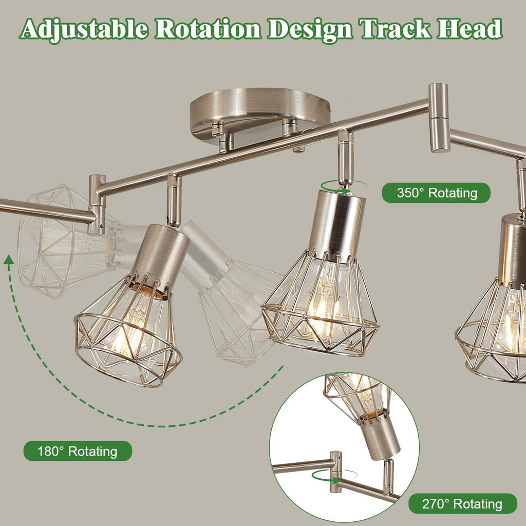 Farmhouse Track Lighting Fixtures Ceiling with Flexibly Rotatable Light Heads - Kitchen Lights Ceiling Mount