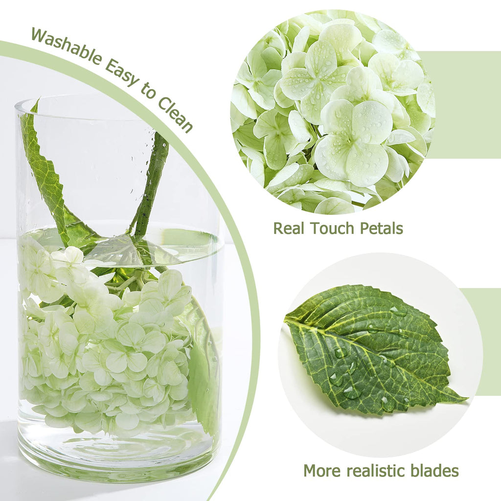 21" Real Touch Hydrangea Artificial with Long Stem & Leaves, Full Latex Faux Hydrangea Decor Party Floral