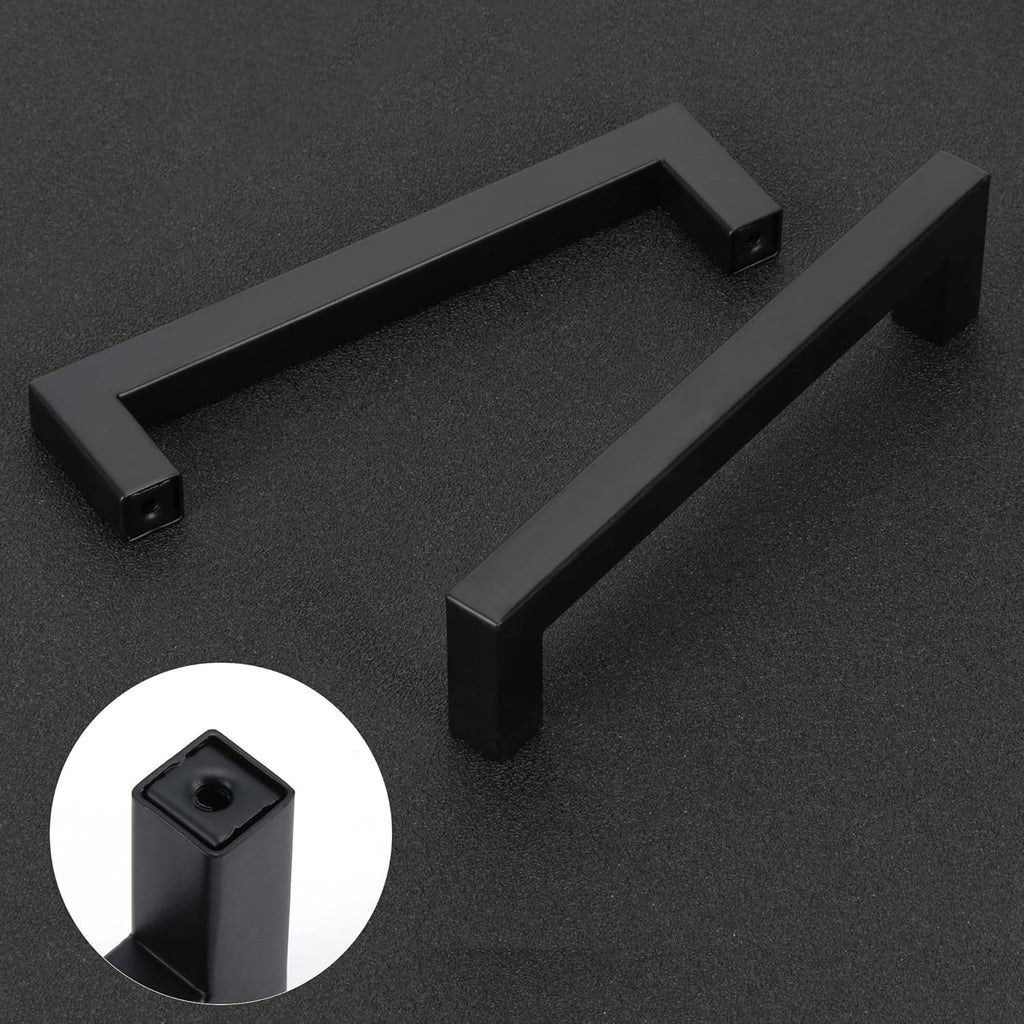 5 Pack 12-3/5 Inch Black Cabinet Pulls, Square Drawer Handles