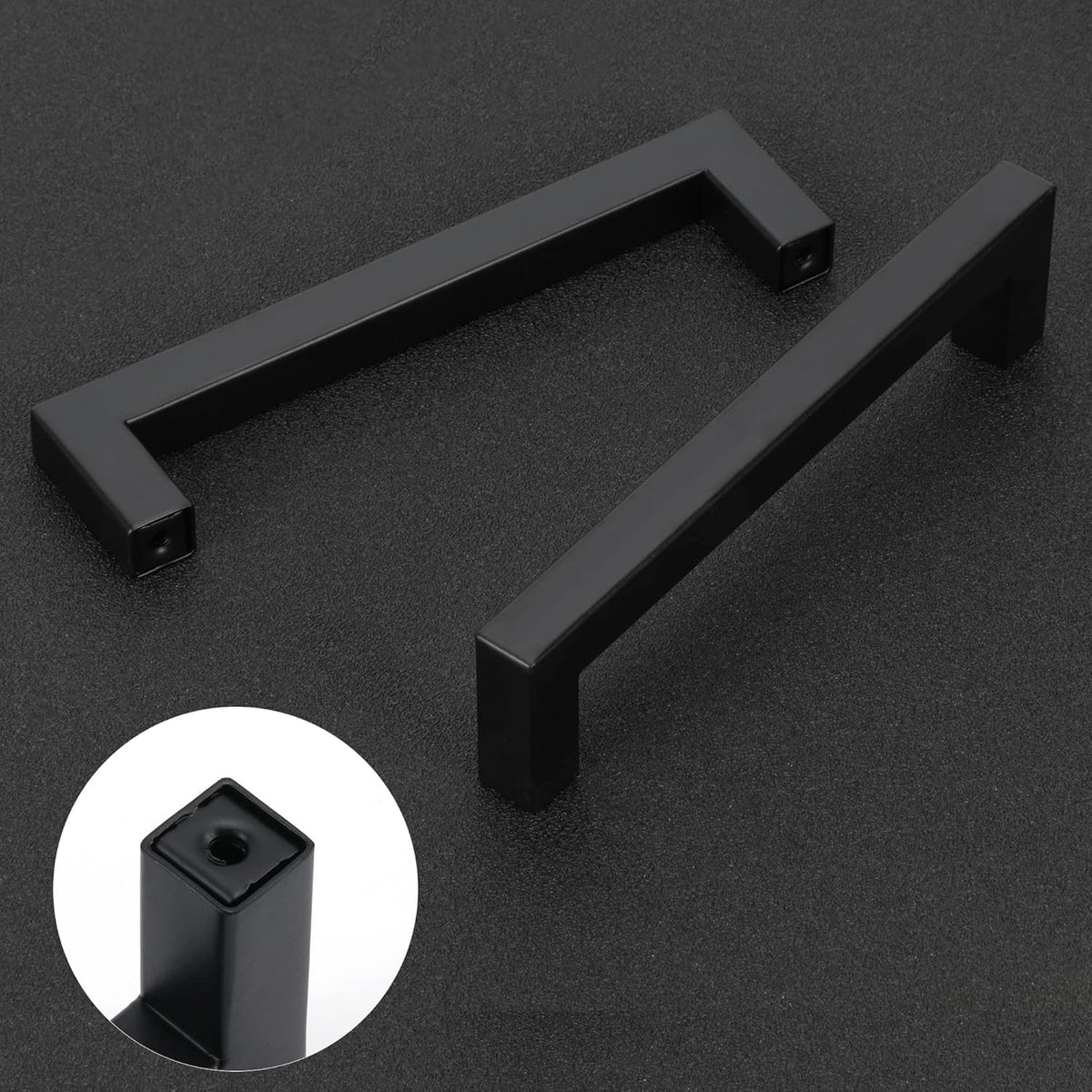 5 Pack 12-3/5 Inch Black Cabinet Pulls, Square Drawer Handles