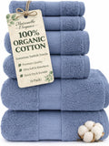 Elegance 100% Organic Cotton Turkish Bathroom Towels Set, Ideal Quick Dry Luxury Washcloths, Hand & Large Luxury Bath