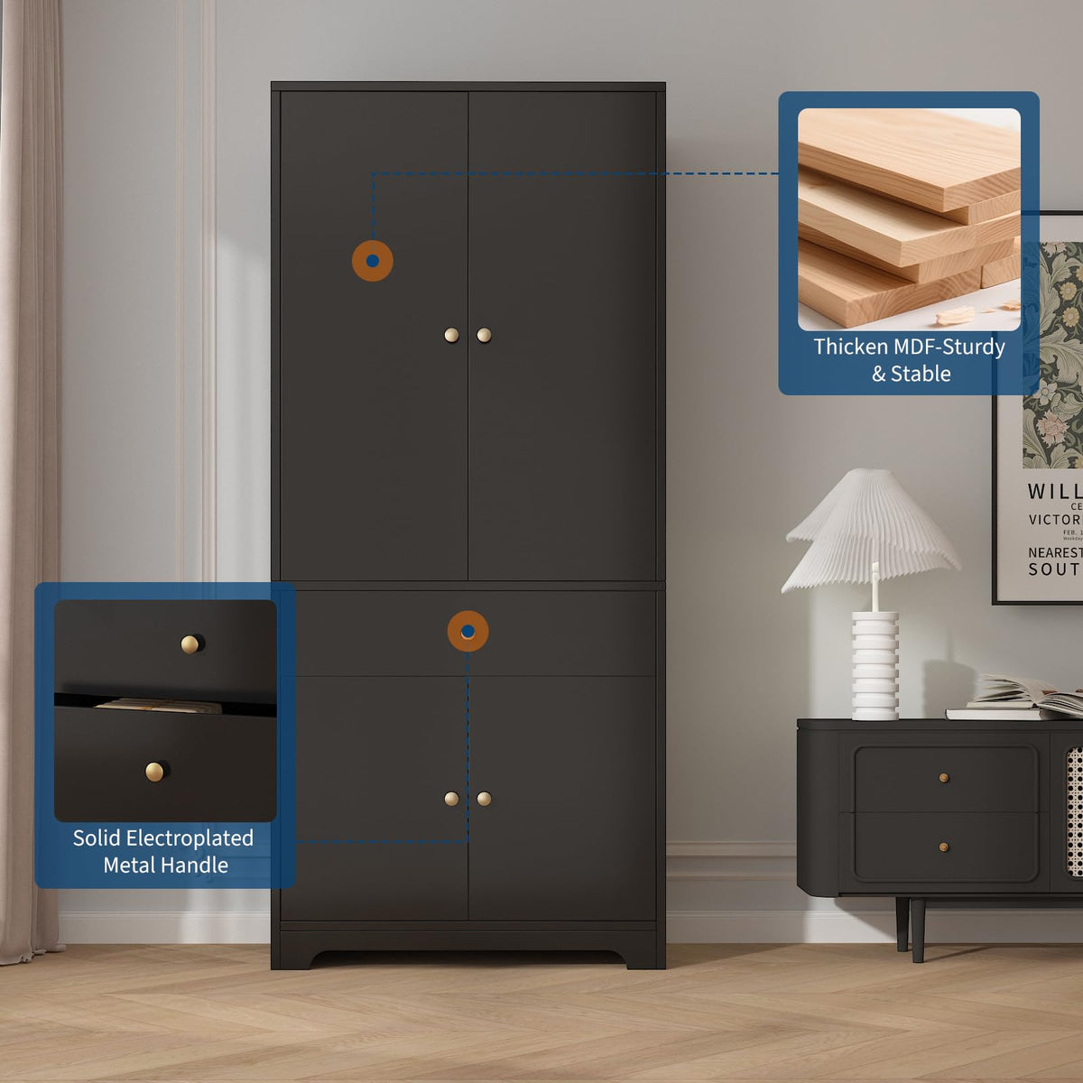 71" Armoire Wardrobe Closet Bedroom Armoire Clothing Storage Cabinet
